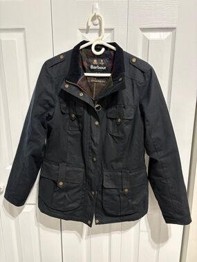 Barbour Navy Waxed Cotton Field Jacket - Women's